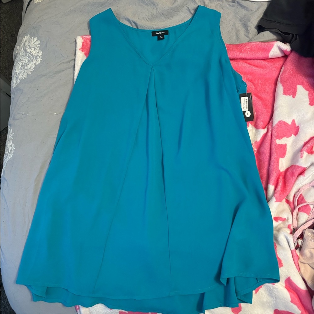 Tacera sleeveless blue blouse - size L